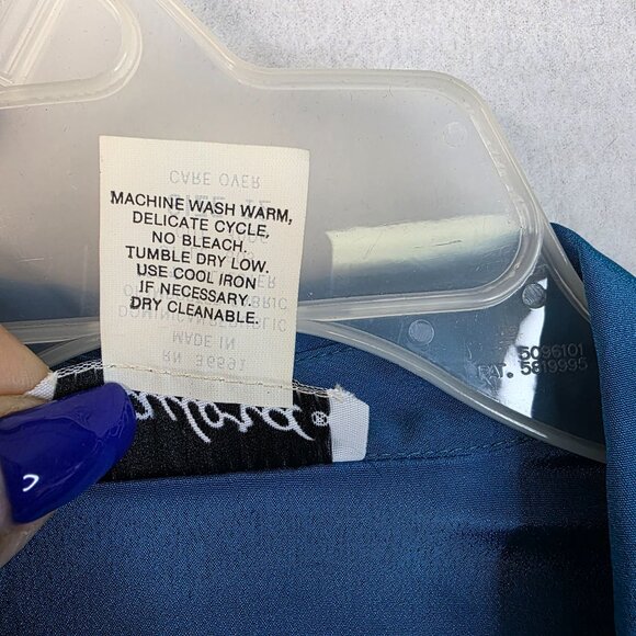 80s Gaylord Pleated Blouse 12 Blue Tassel Feminine Romantic Flowy Whimsical New - Picture 7 of 10